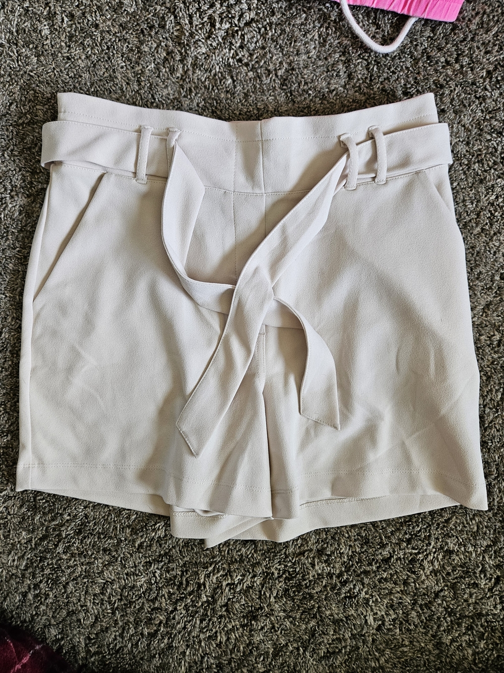 Maurices Cream High-Waist Tie-Belt Skort